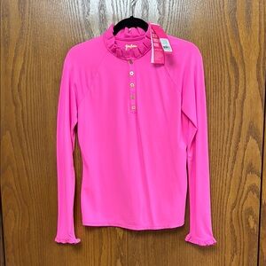 Lilly Pulitzer Pink Ruffled Polo Top